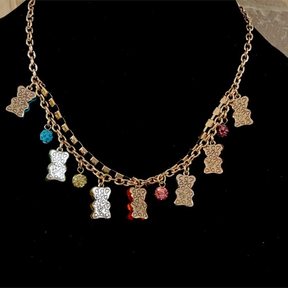 🆕 Betsey Johnson Rainbow Gummy Bear Crystal Charm Necklace- $68-NWT - Picture 6 of 6